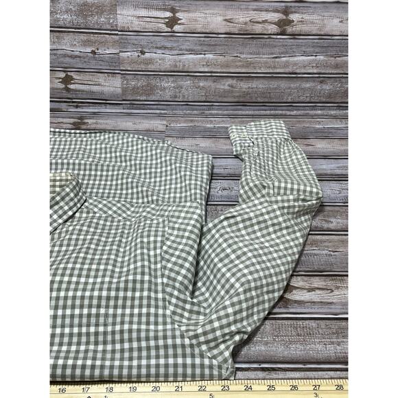 Brooks Brothers Nens Dress Shirt Green White Checked Size Large - Picture 5 of 5
